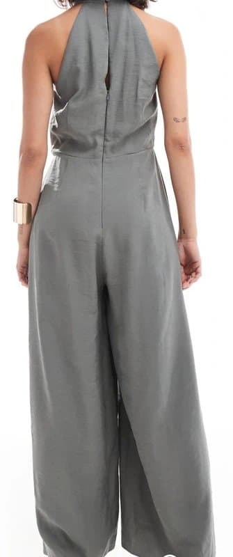 ASOS Asos Design Size 10 Halterneck Khaki Jumpsuit