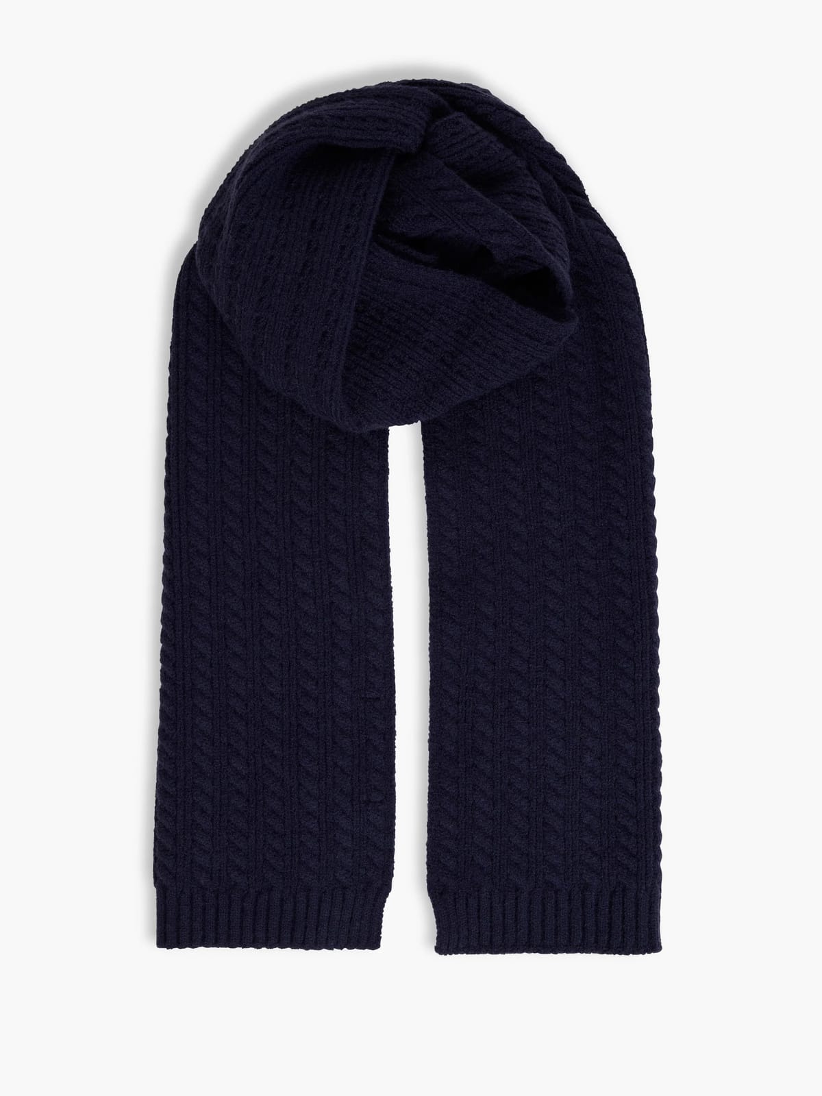 French Connection Cable Knit Scarf Navy Blue - 1