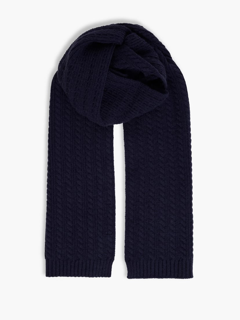 French Connection Cable Knit Scarf Navy Blue - 1