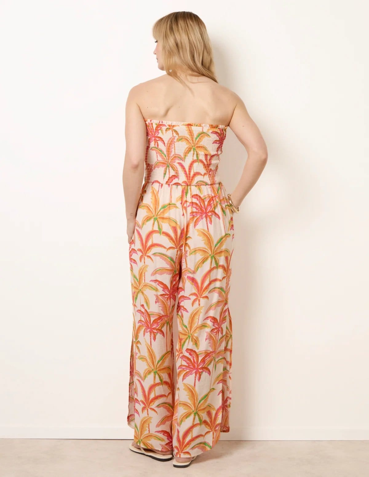 Blue Vanilla Side Split Flare Leg Tropical Jumpsuit - 4