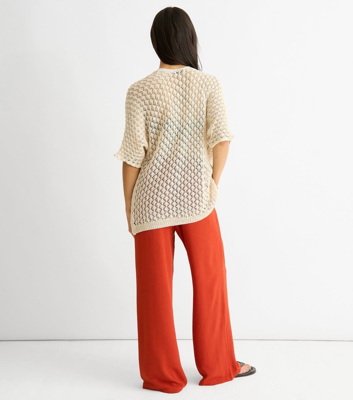 Gini London Women's Cream Short Sleeve Crochet Cardigan Gini London New Look - 4