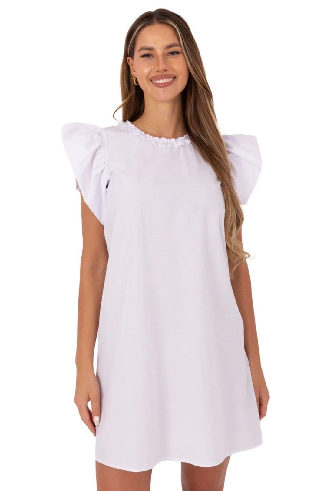 Love Lace Love Lace Women's Flared Knee Length Cotton Summer Dress in White