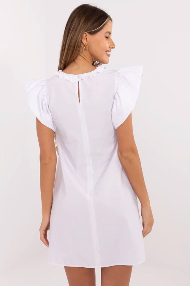 Love Lace Love Lace Women's Flared Knee Length Cotton Summer Dress in White - 3