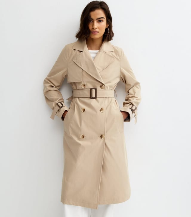 New Look Women's Stone Double Breasted Belted Trench Coat New Look - 2