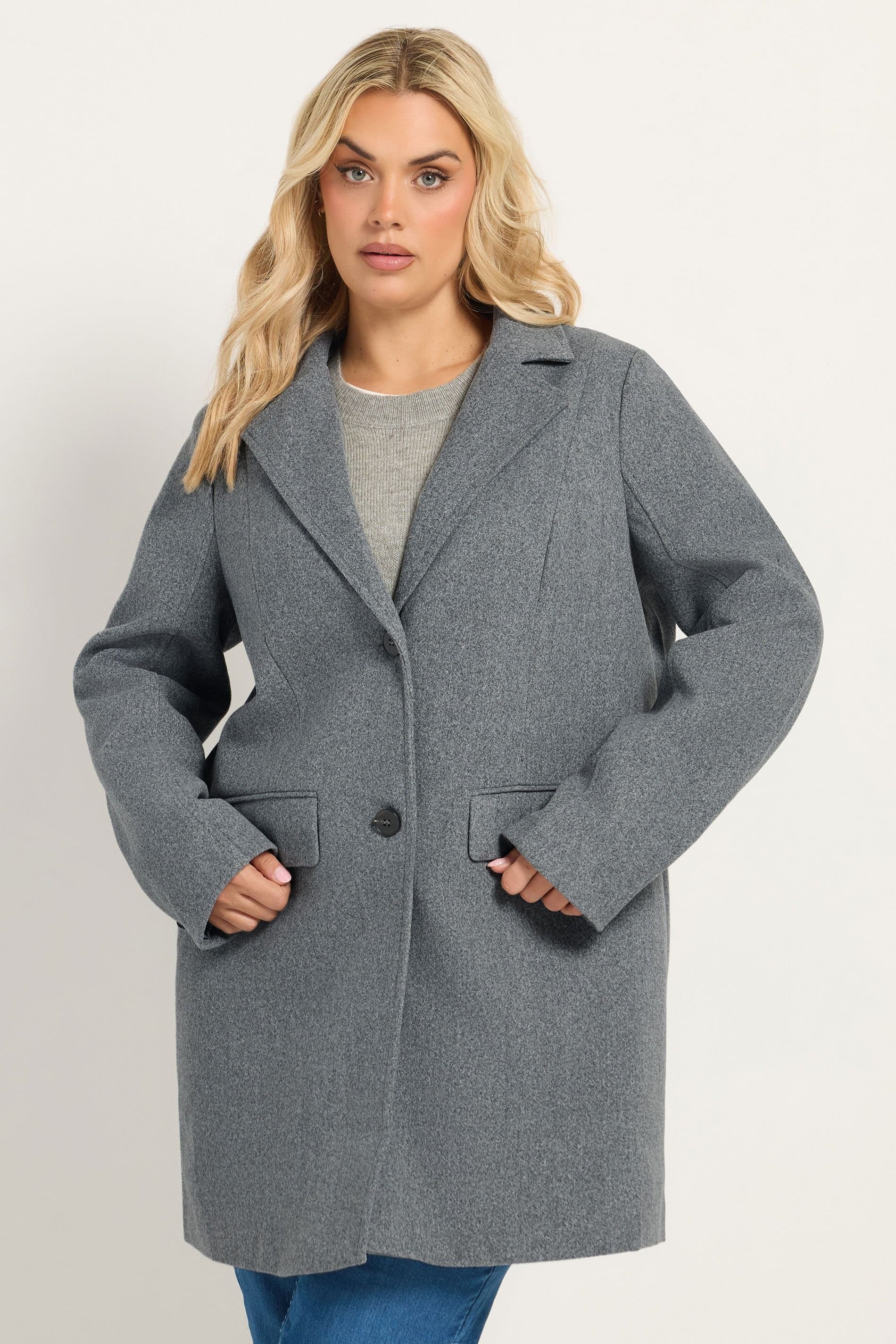 Yours Yours Women's Midi Coat in Grey