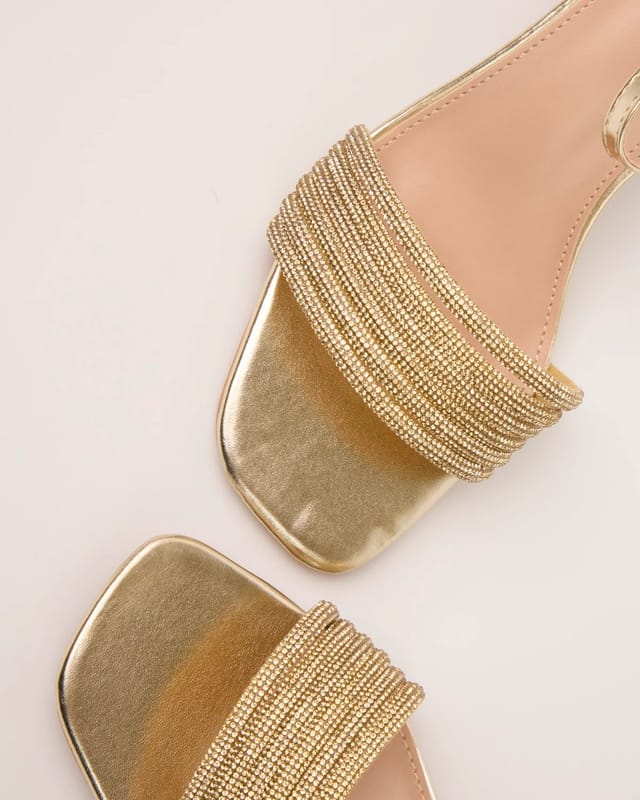 Blue Vanilla Diamante Front Small Healed Sandals - 3