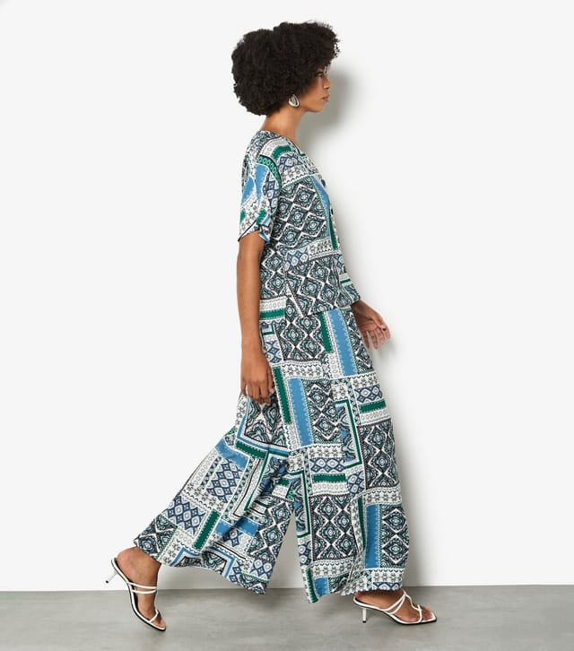 Apricot Women's Blue Scarf Print Side Split Trousers Apricot New Look - 3