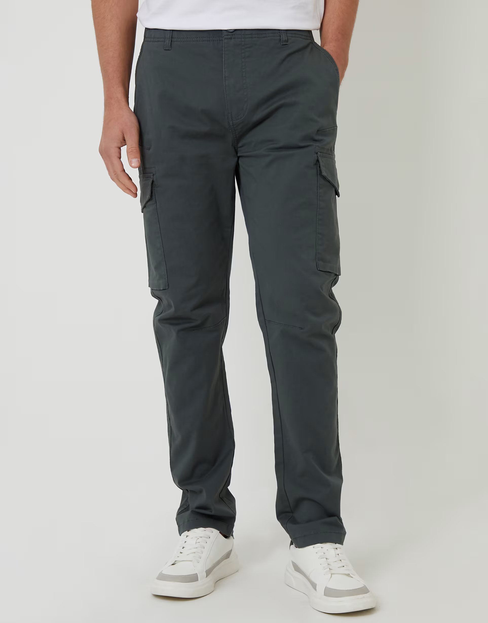 ASOS Threadbare Cotton cargo trousers with stretch in dark grey - 1