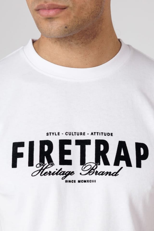 Firetrap Firetrap Men's 3 Pack Regular Fit Cotton Graphic Crew Neck T-Shirts in Black - 3