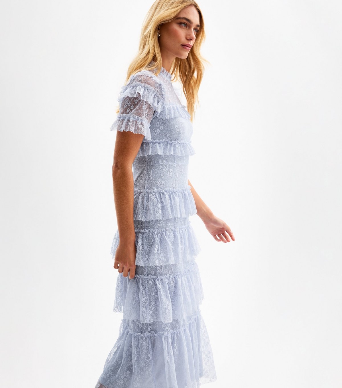 New Look Women's Light Blue Lace Tiered Ruffle Midi Dress New Look - 2