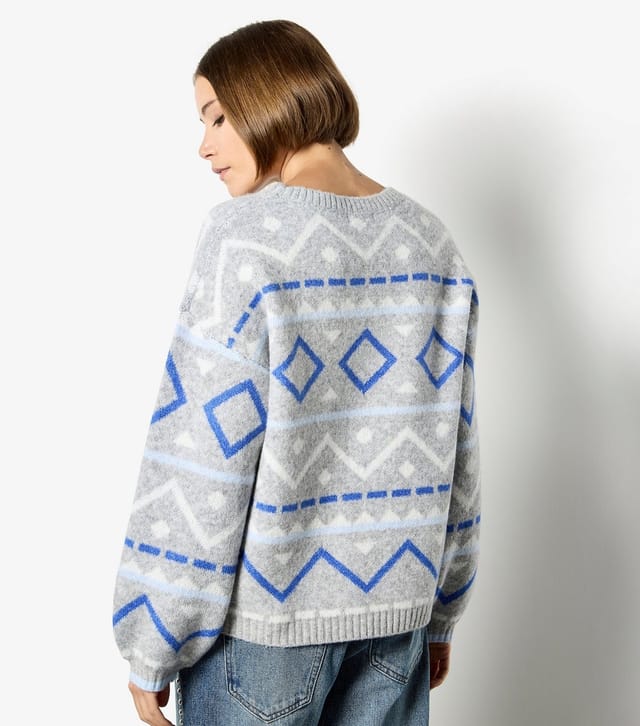 Apricot Women's Light Grey Diamond & Chevron Jumper Apricot New Look - 3
