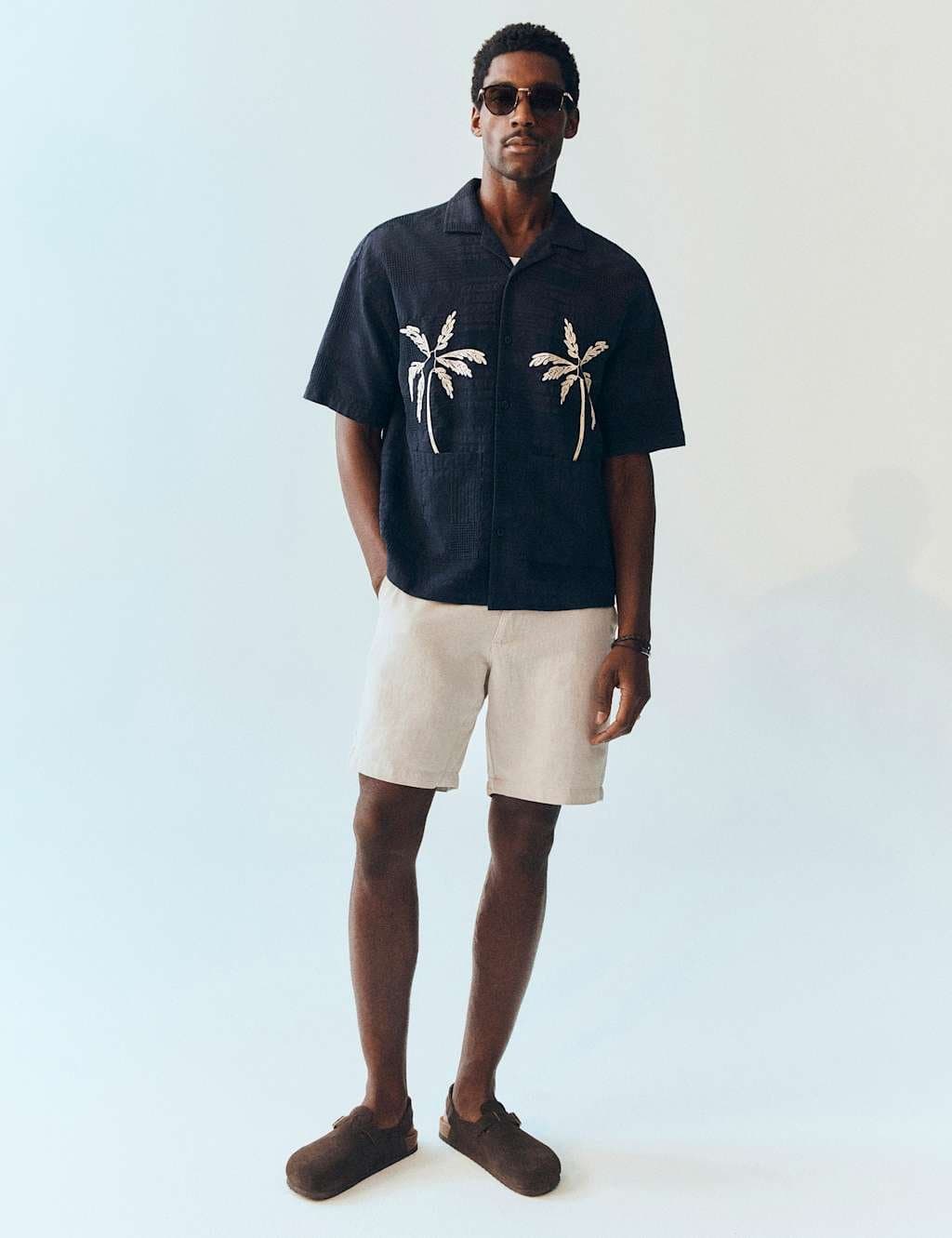 Marks & Spencer M&S Linen Blend Chino Shorts Stone Mix
