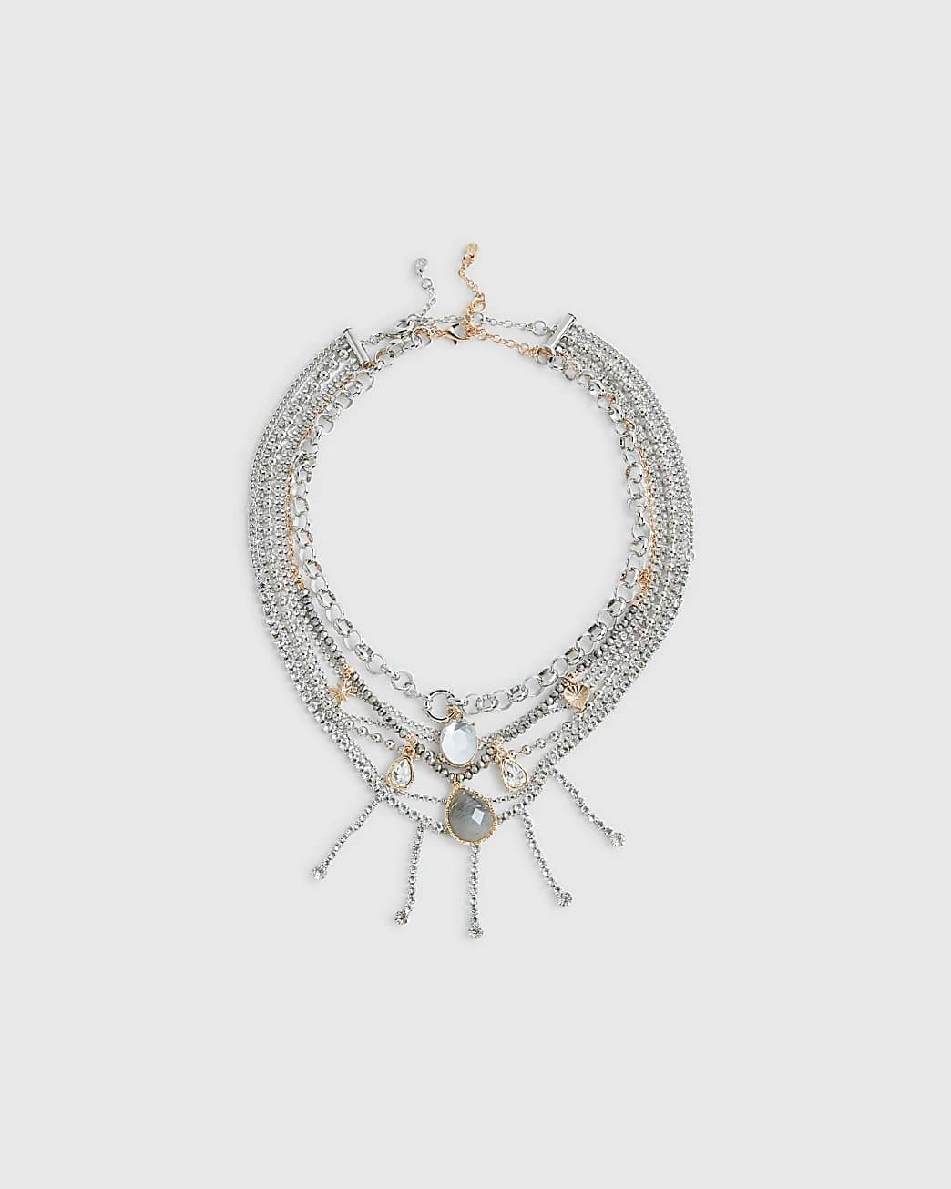 River Island River Island Womens Silver Layered Necklace