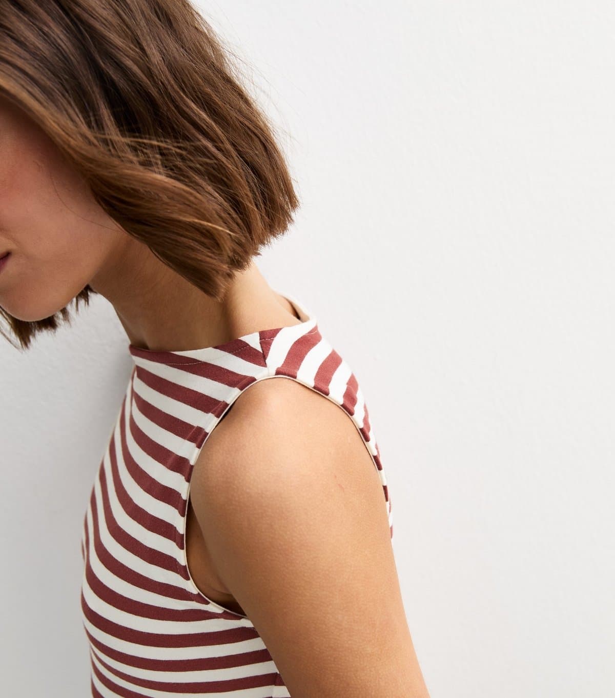 New Look Women's White Stripe Slash Neck Vest Top New Look