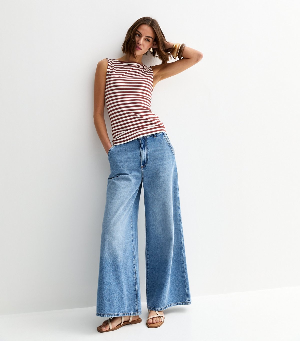 New Look Women's White Stripe Slash Neck Vest Top New Look - 2