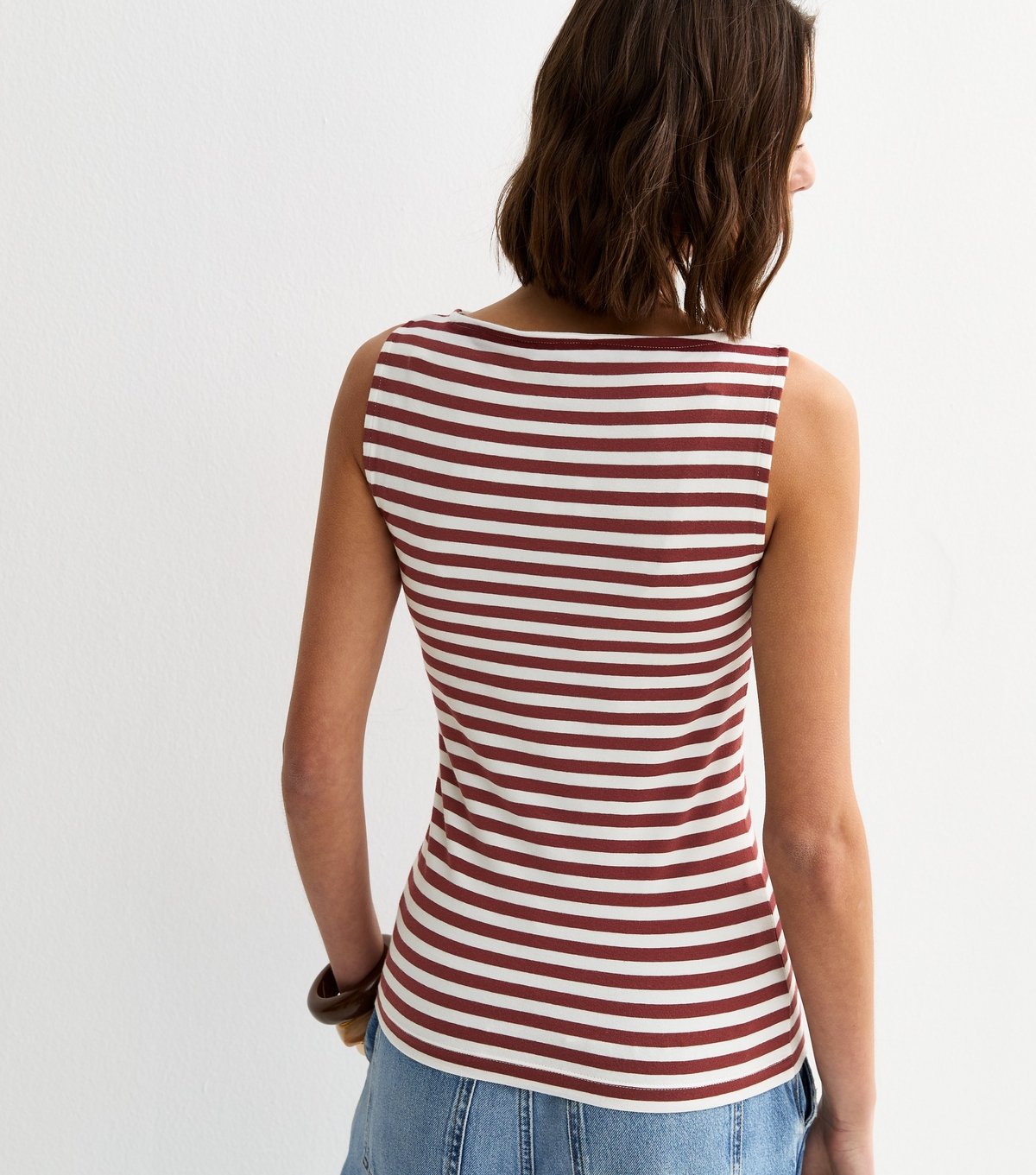 New Look Women's White Stripe Slash Neck Vest Top New Look - 4