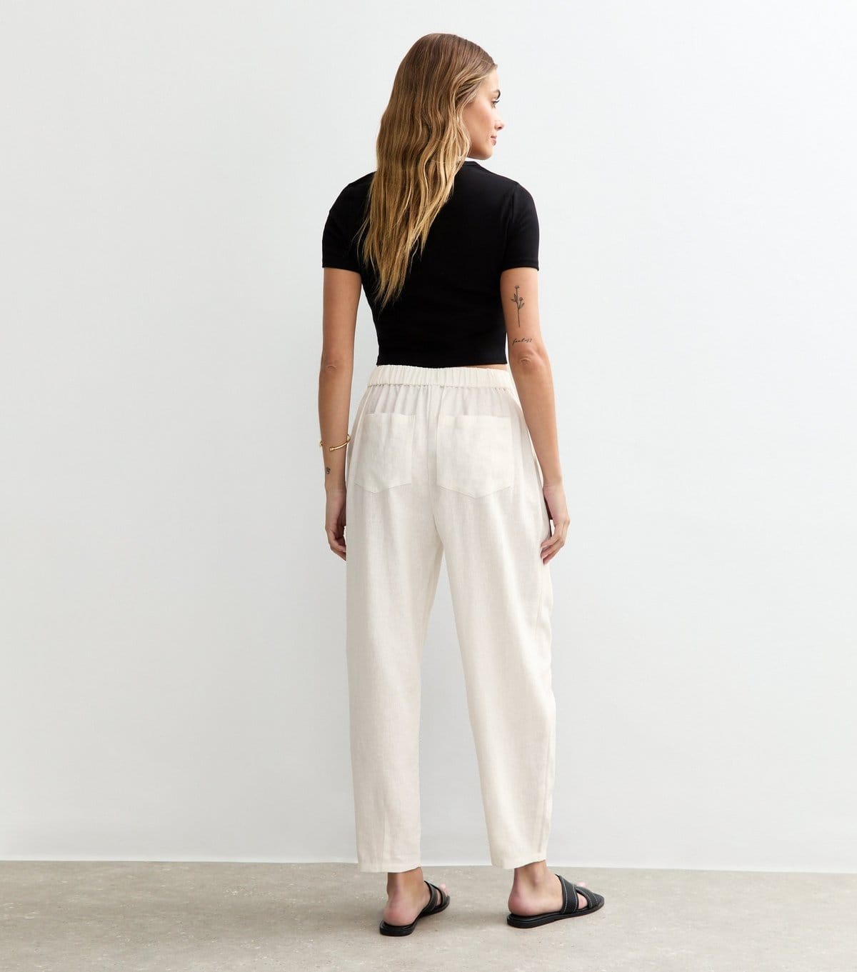 New Look Women's White Barrel Leg Linen Trousers New Look - 4