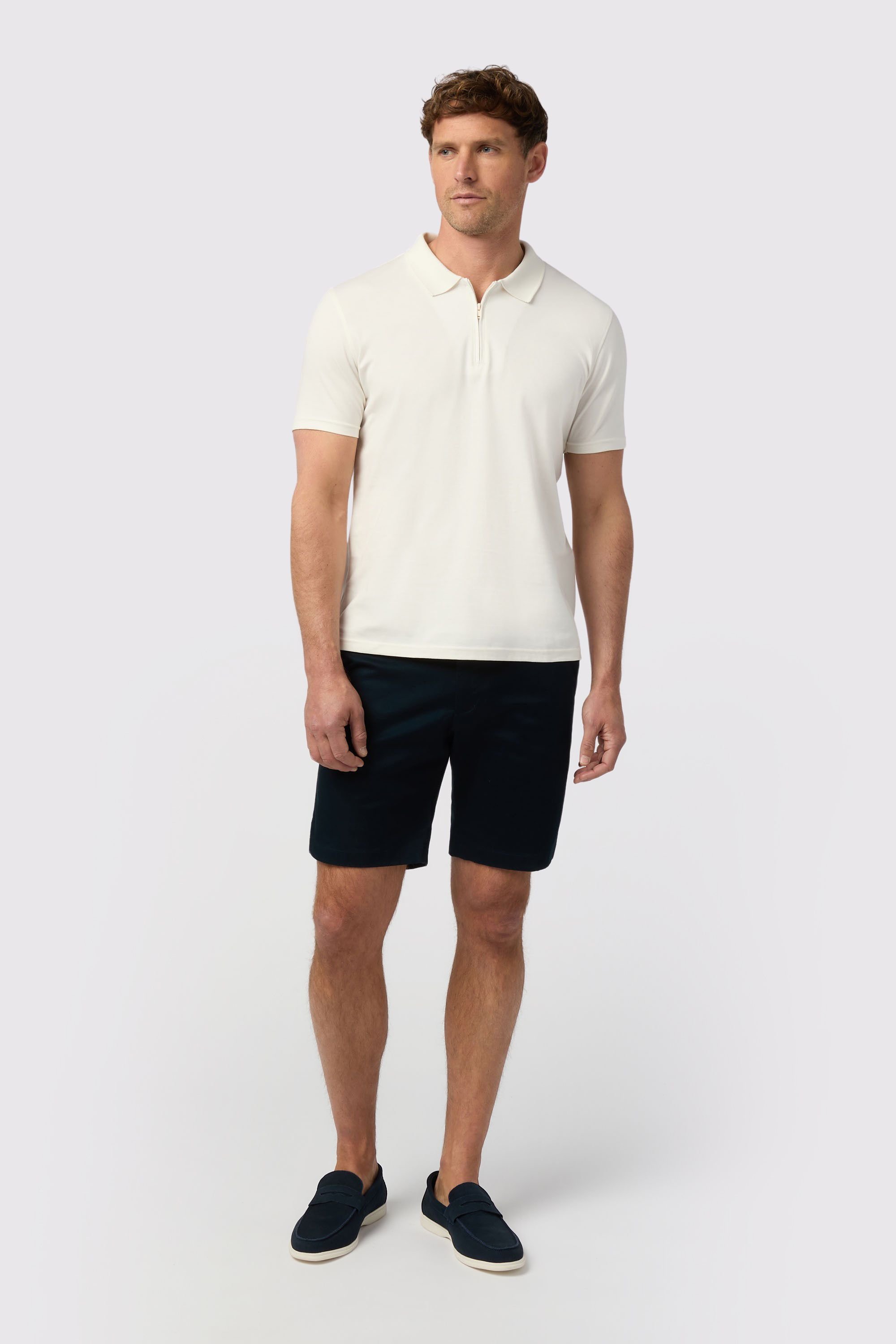 Melka Melka Men's Quarter Zip Jersey Polo in Ecru - 2