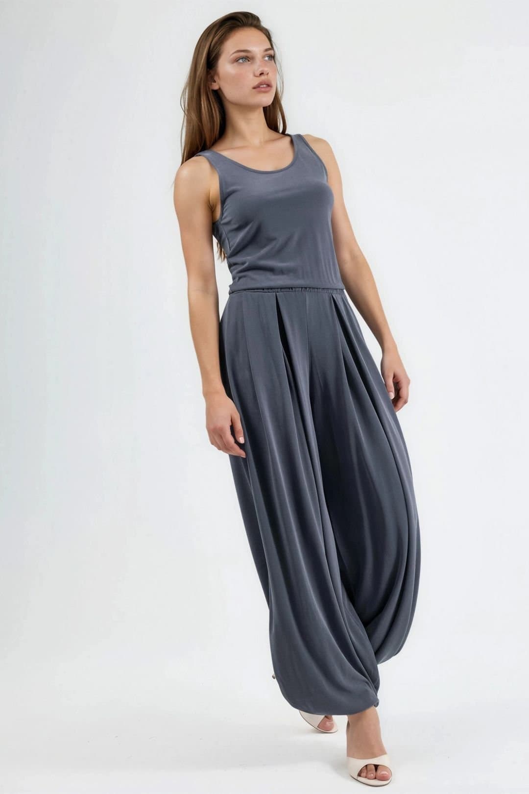 Busem Busem Women's Pleated Modal Jumpsuit in Dark Grey
