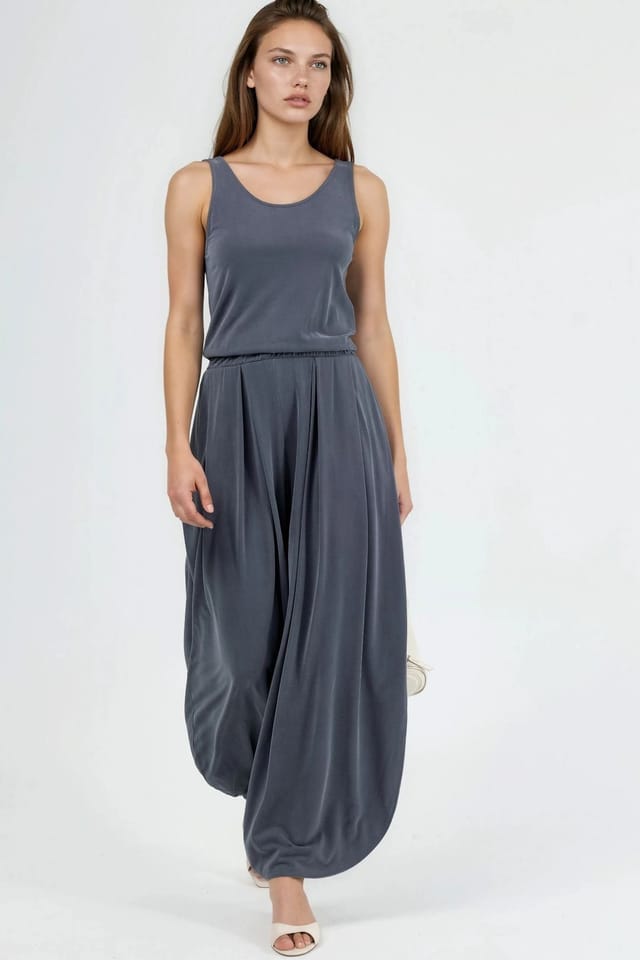 Busem Busem Women's Pleated Modal Jumpsuit in Dark Grey - 2