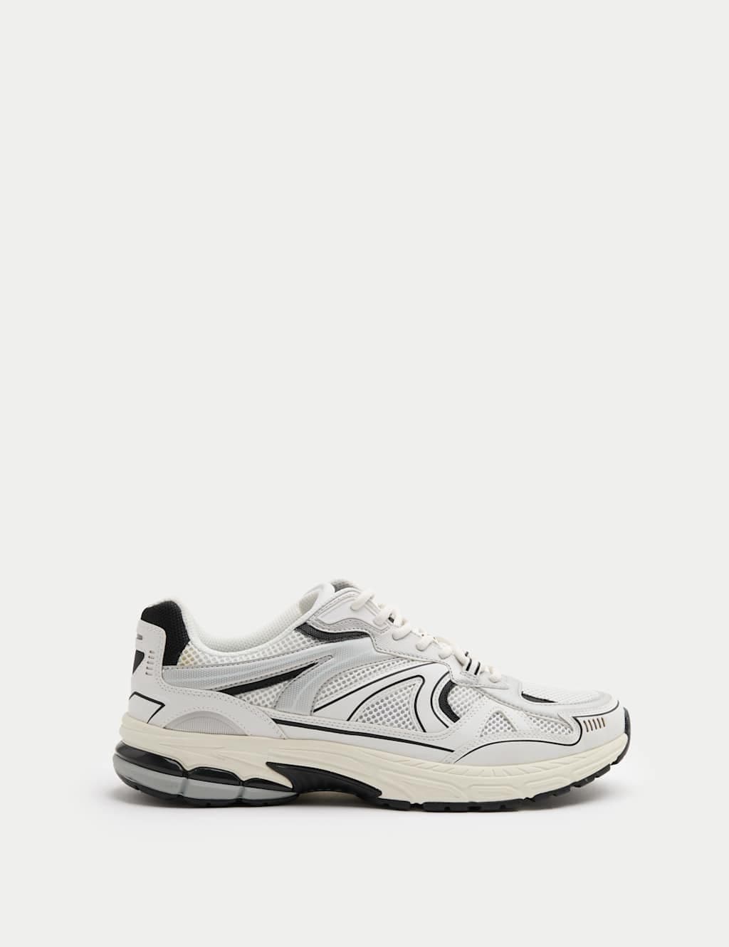 Marks & Spencer M&S Lifestyle Mesh Mix Lace up Trainers White Mix