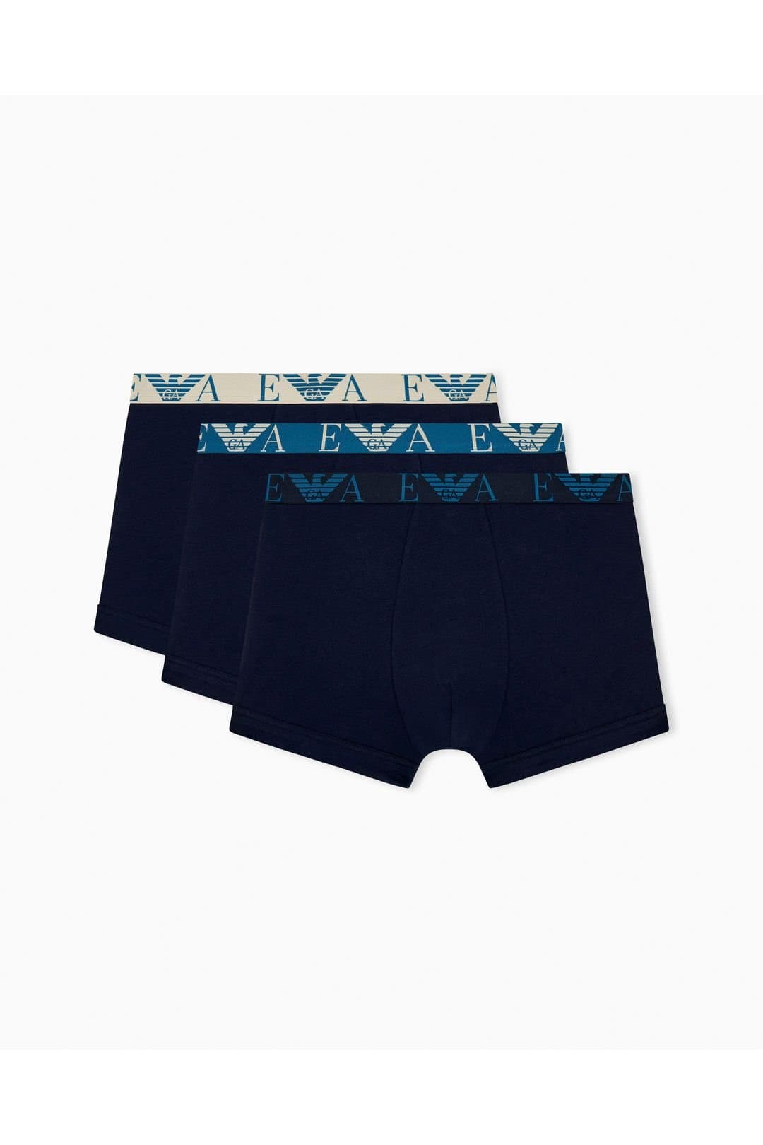 Emporio Armani Emporio Armani Men's 3 Pack Cotton Trunks Navy Multi Wb