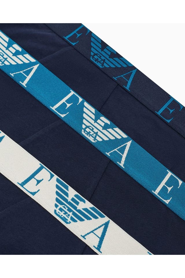 Emporio Armani Emporio Armani Men's 3 Pack Cotton Trunks Navy Multi Wb - 2
