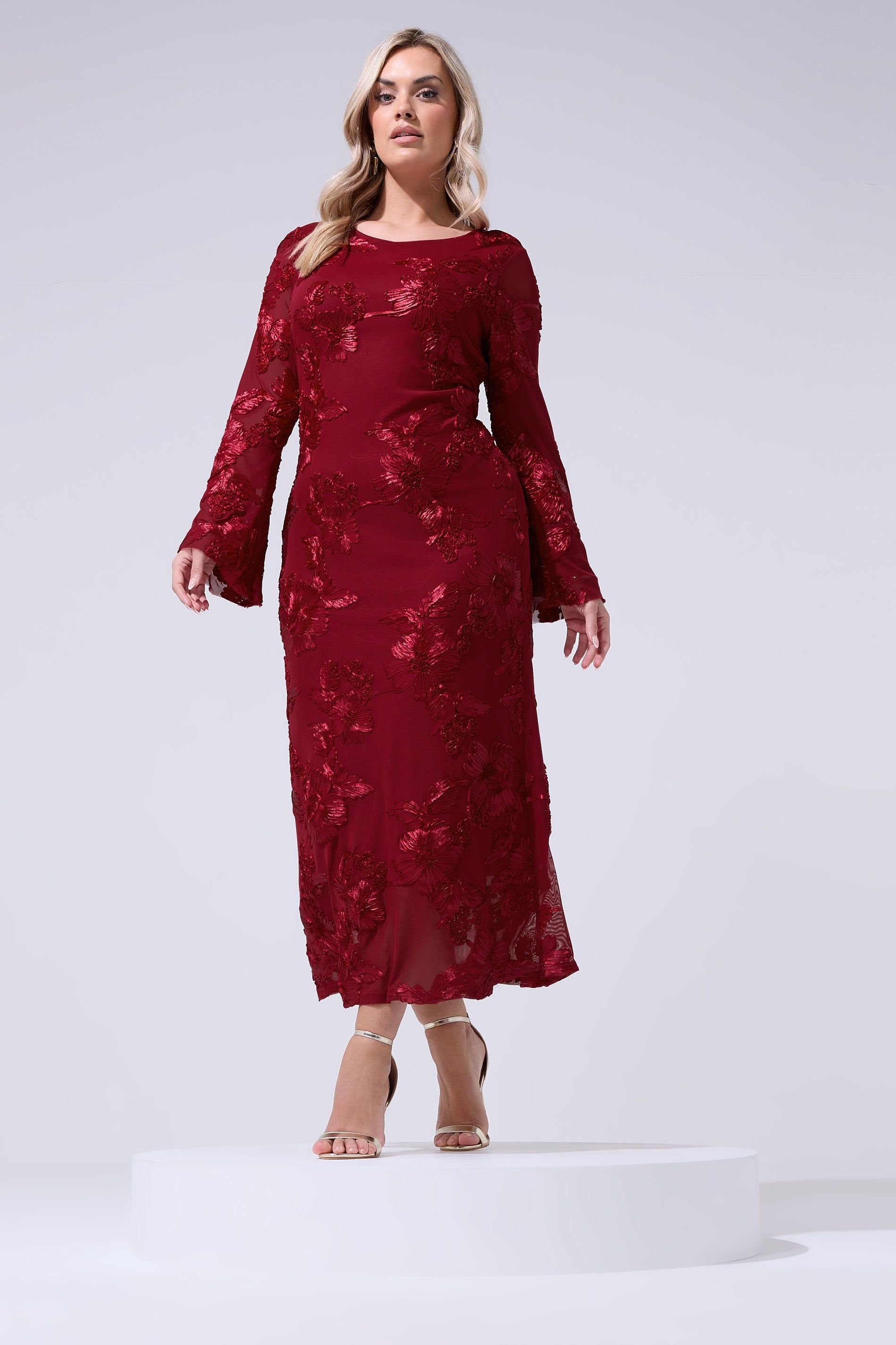 Yours Yours Women's Floral Cornelli Maxi Dress in Dark Red - 3