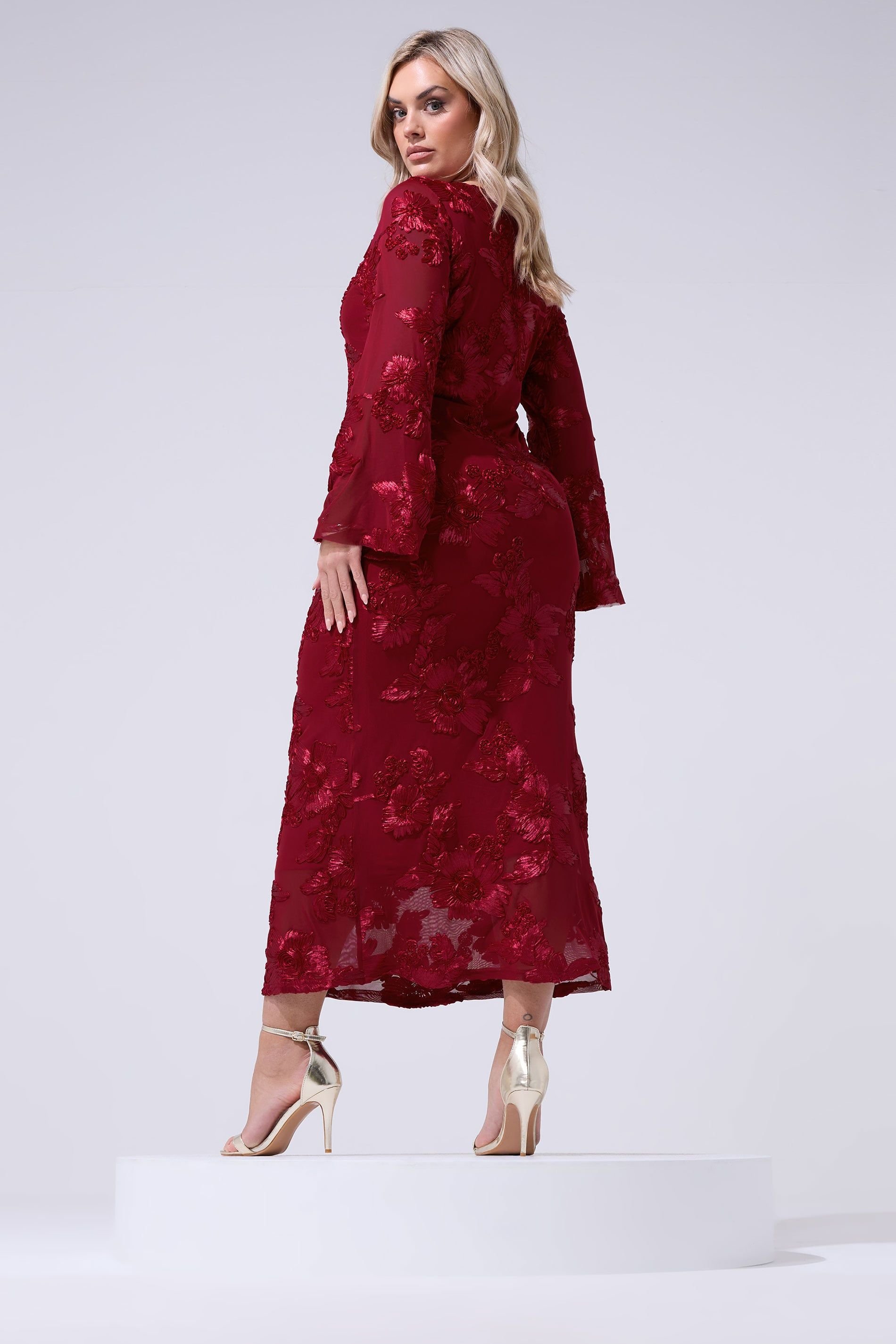 Yours Yours Women's Floral Cornelli Maxi Dress in Dark Red - 4