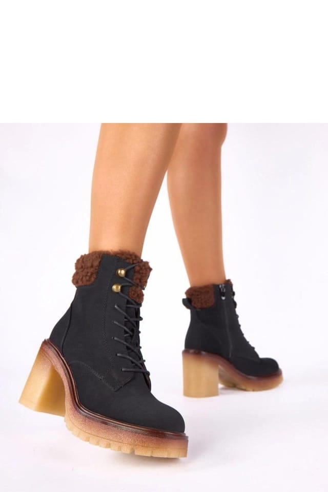 Love Lace Love Lace Women's Alona Fur Trim Ankle Boots with Comfortable Stable Heel in Black - 3