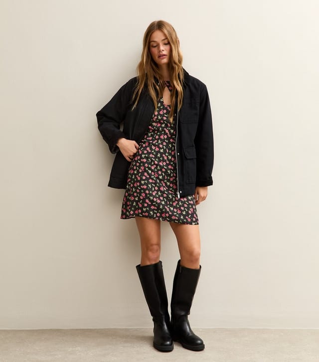 New Look Women's Black Floral Short Sleeve Mini Dress New Look - 3