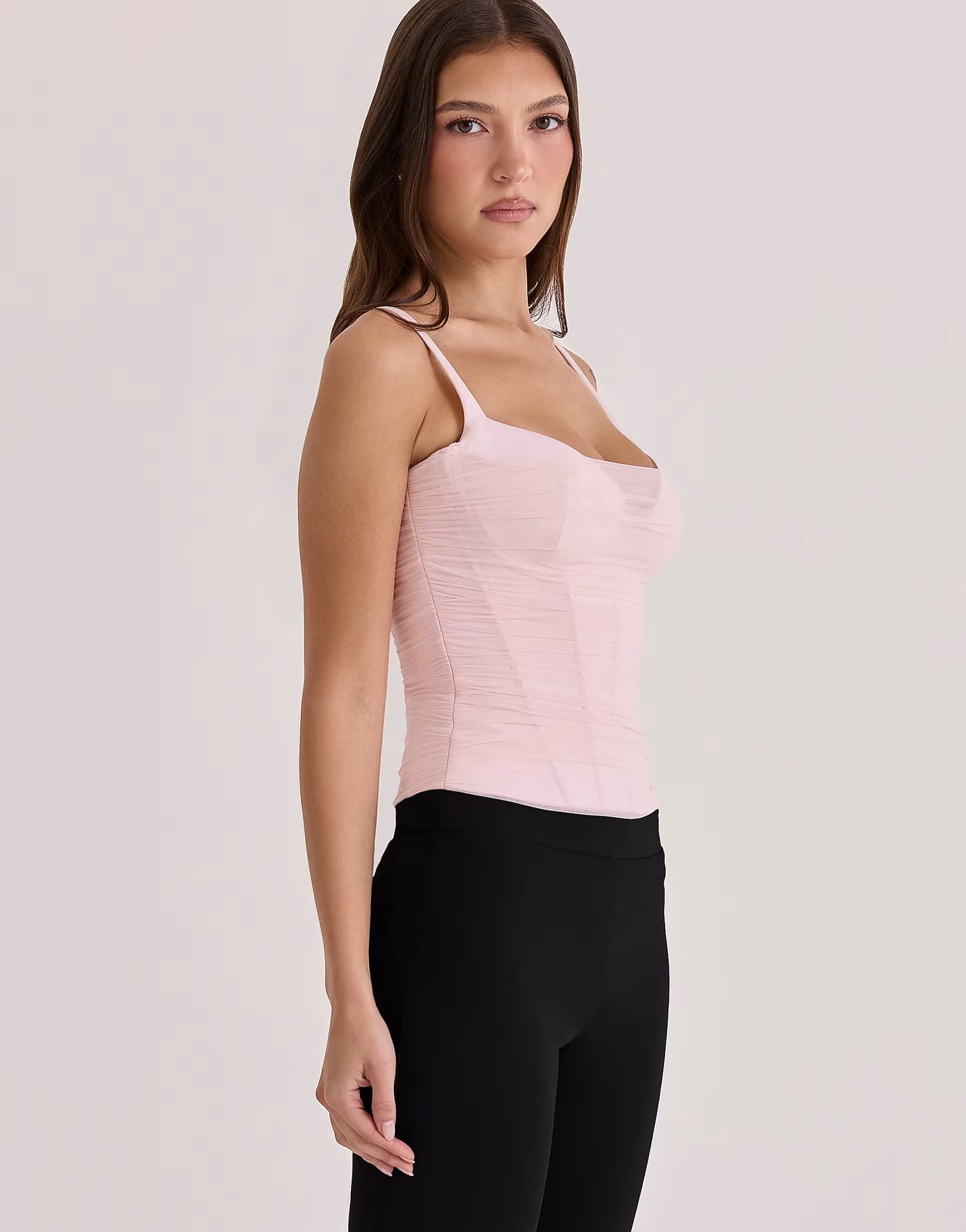 ASOS ASOS House of CB Pink Mesh Corset Top