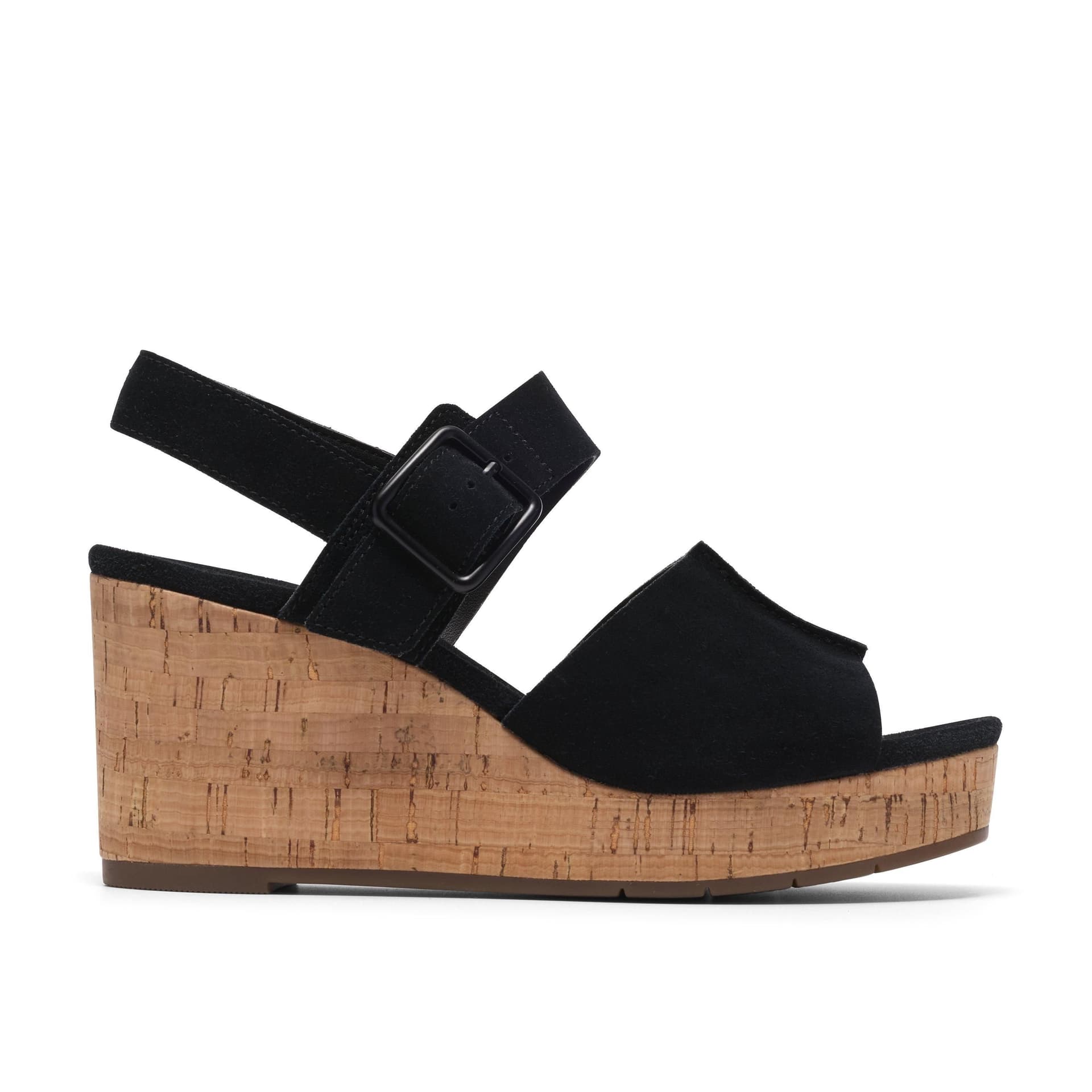 Clarks Clarks Women's Sabina Dream Black Suede Wedge Sandals