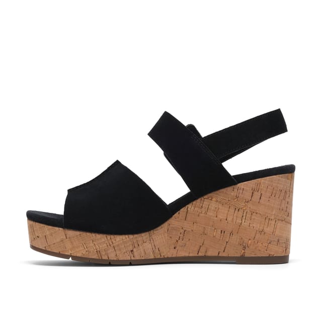 Clarks Clarks Women's Sabina Dream Black Suede Wedge Sandals - 2