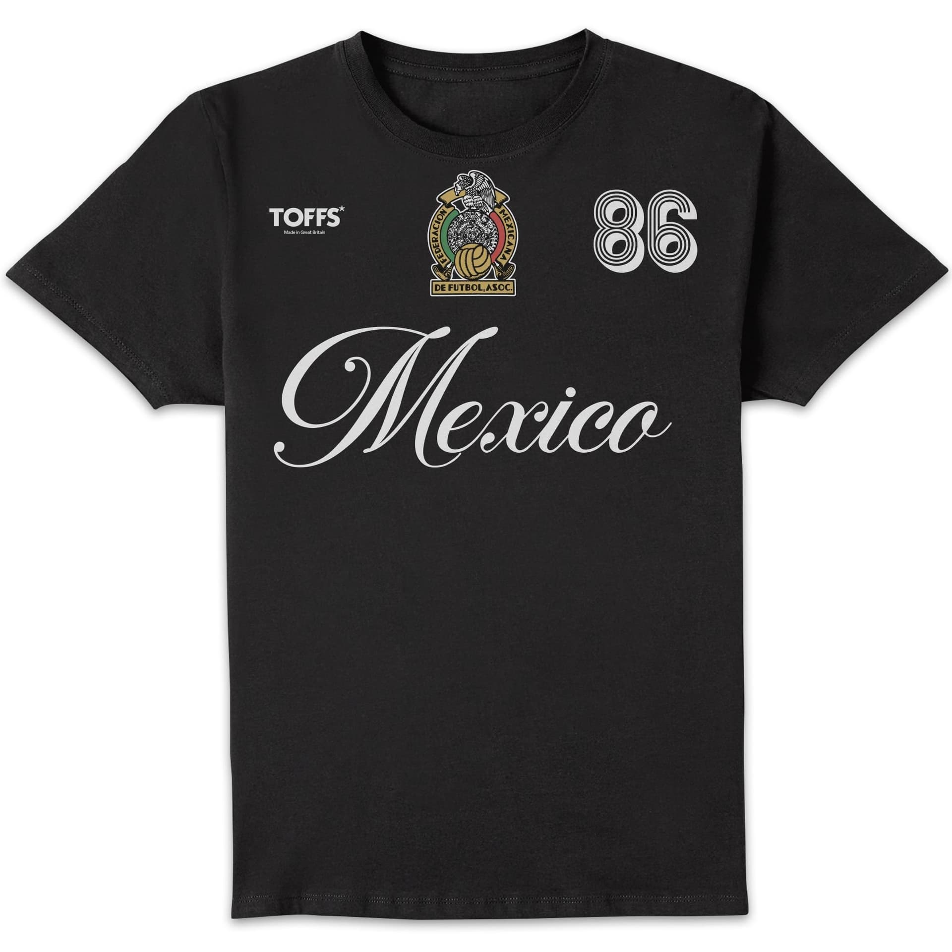Toffs Football Toffs Football Men's Mexico 1986 Vintage Football Heritage T-Shirt - Black