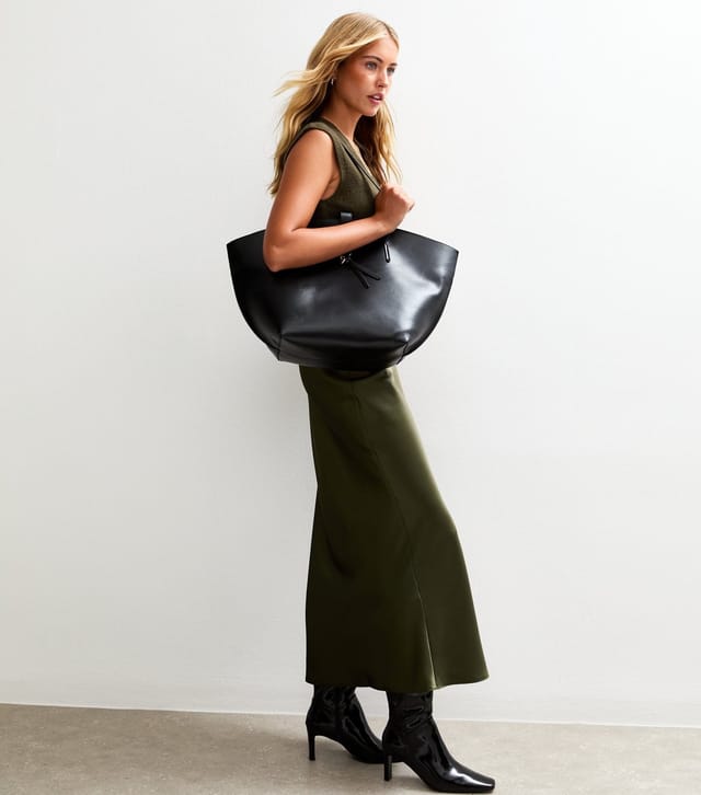 New Look Women's Tall Khaki Bias Cut Satin Midi Skirt New Look - 3