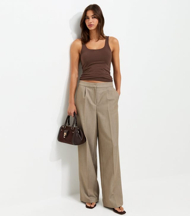 New Look Women's Dark Brown Cotton Rich Square Neck Vest Top New Look - 3