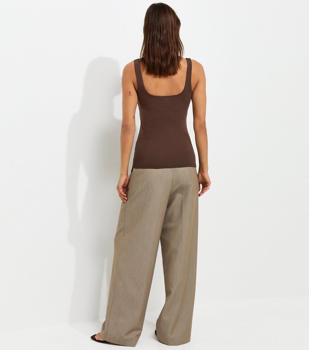 New Look Women's Dark Brown Cotton Rich Square Neck Vest Top New Look - 4