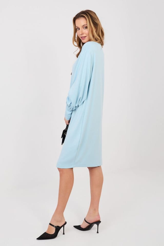 Love Lace Love Lace Women's Buttery Soft Sweatshirt Dress with Puff Sleeves Style 224978 in Blue - 2