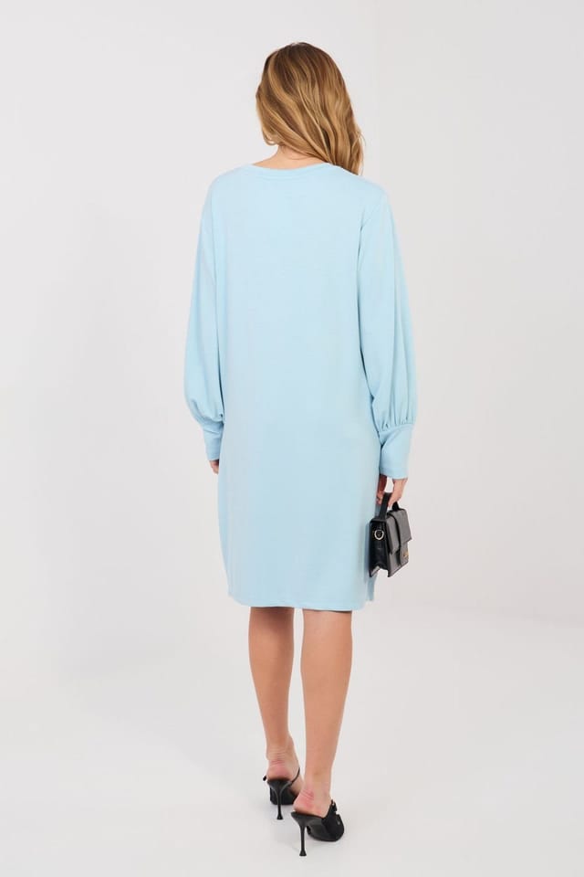 Love Lace Love Lace Women's Buttery Soft Sweatshirt Dress with Puff Sleeves Style 224978 in Blue - 3