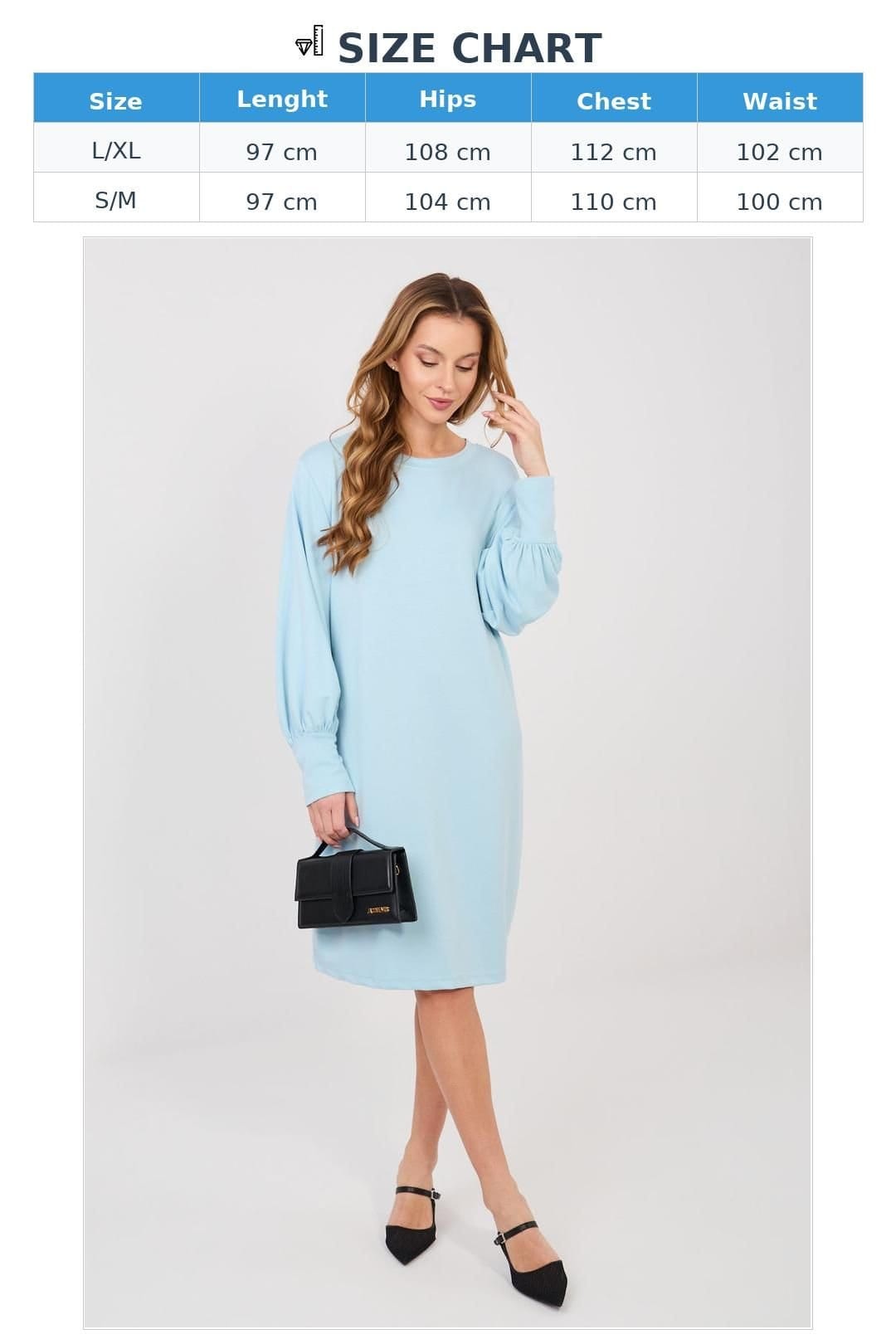 Love Lace Love Lace Women's Buttery Soft Sweatshirt Dress with Puff Sleeves Style 224978 in Blue - 4