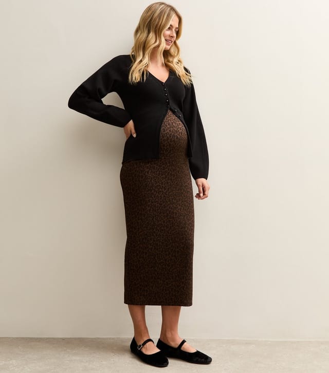 New Look Women's Maternity Leopard Print Jacquard Midi Skirt New Look - 3