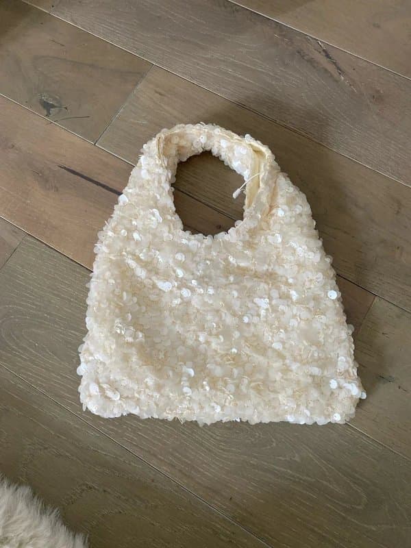 New Look Sequin cream bag