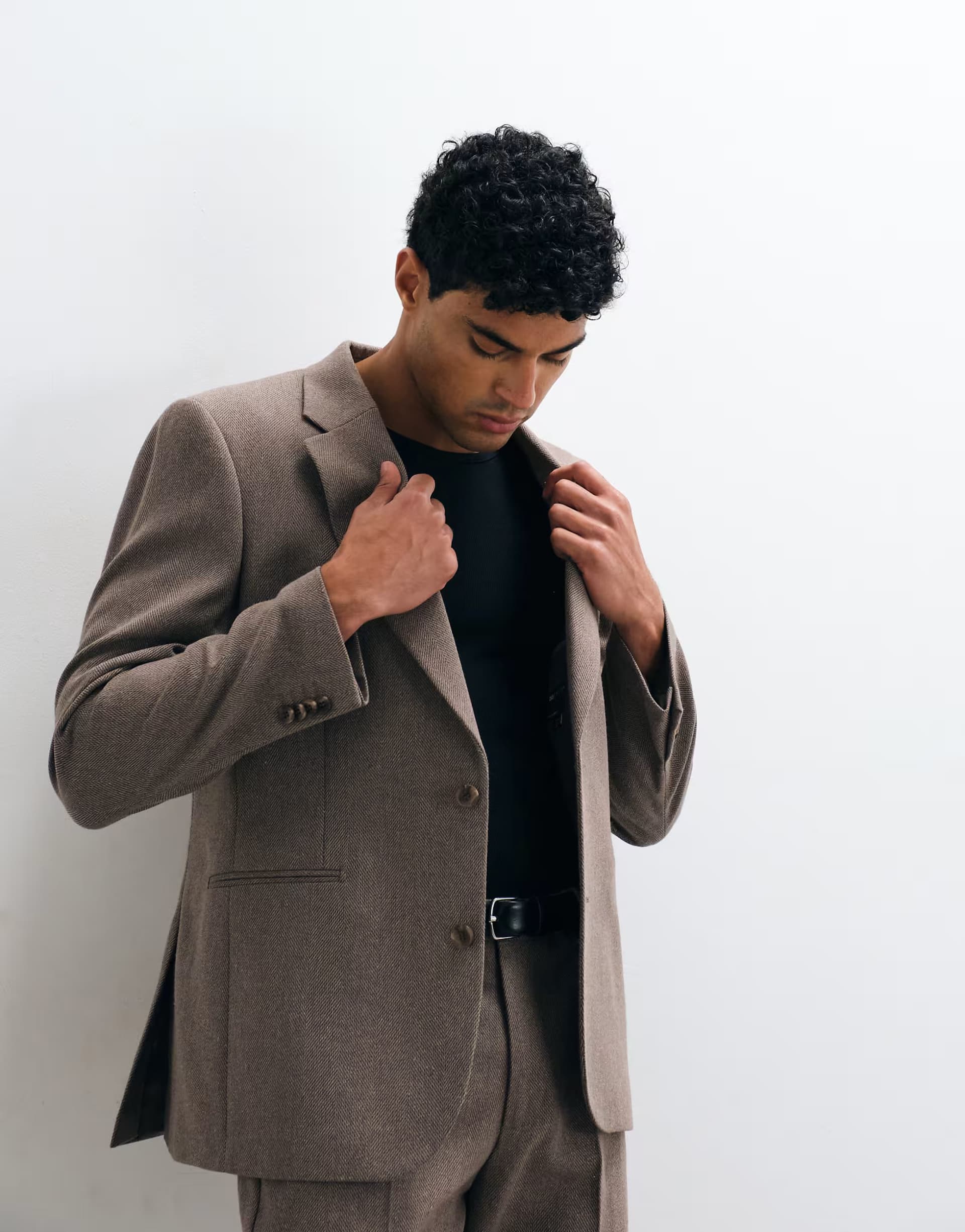 ASOS ASOS DESIGN slim suit jacket in brown wool mix