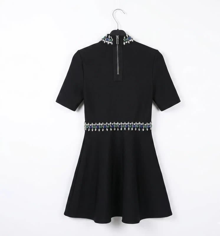 Karen Millen Karen Millen Embellished Black Mini Dress - Size S (Excellent Condition)