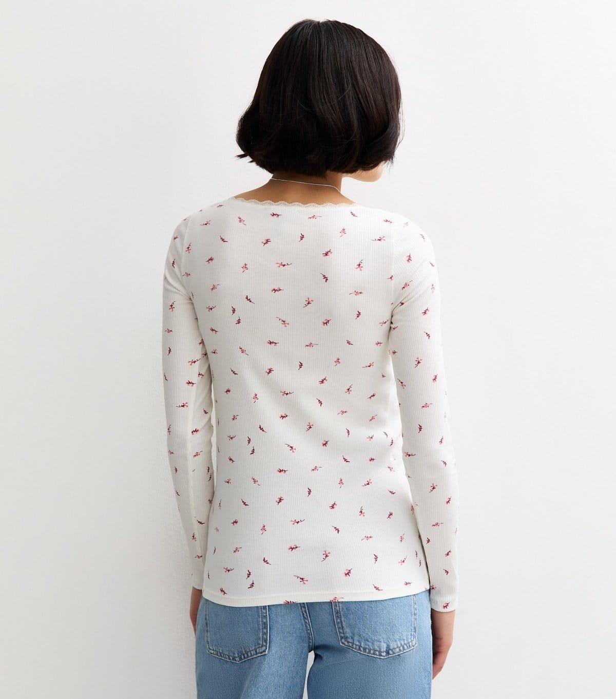 New Look Women's Maternity Cream Rib Leaf Print Long Sleeve Top New Look - 4