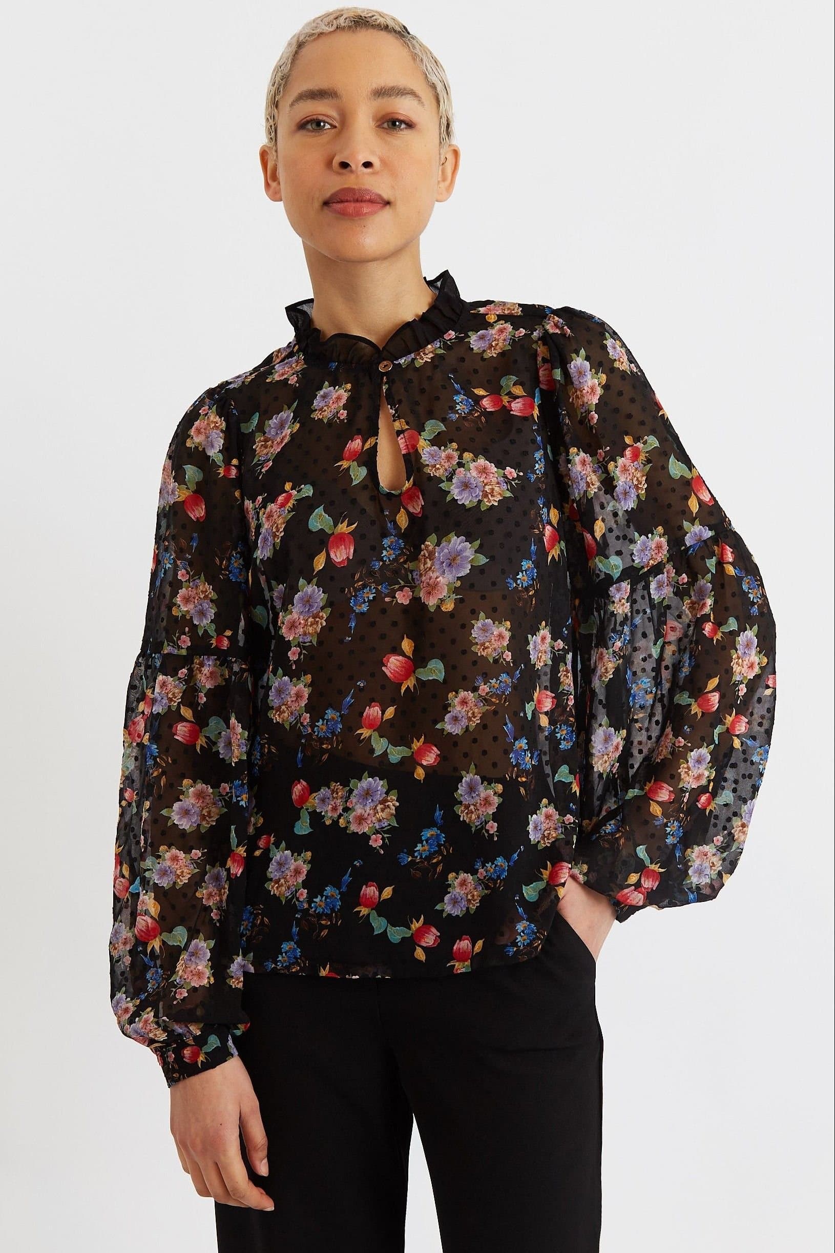 Louche Louche Women's Floral Print Long Sleeve Blouse