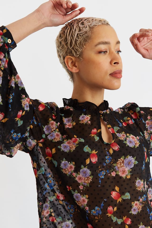Louche Louche Women's Masha Carpathian Florals Print Long Sleeve Blouse - 3