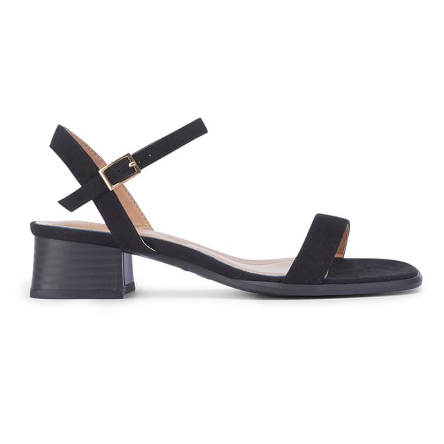 Truffle Collection Truffle Collection Women's Block Heel Open Toe Sandals Buckle Strap Microfibre Summer Shoes in Black - 3