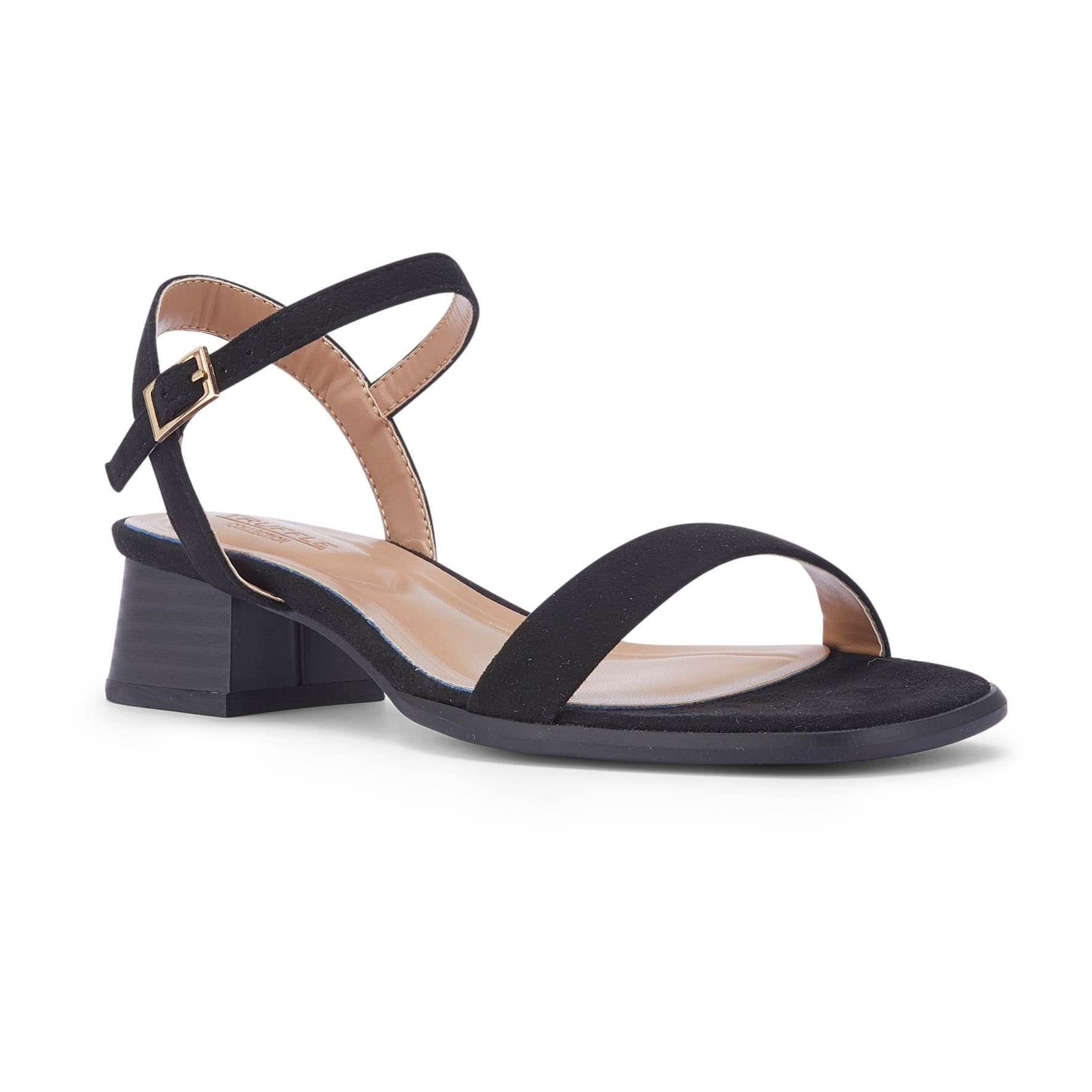 Truffle Collection Truffle Collection Women's Block Heel Open Toe Sandals Buckle Strap Microfibre Summer Shoes in Black - 4